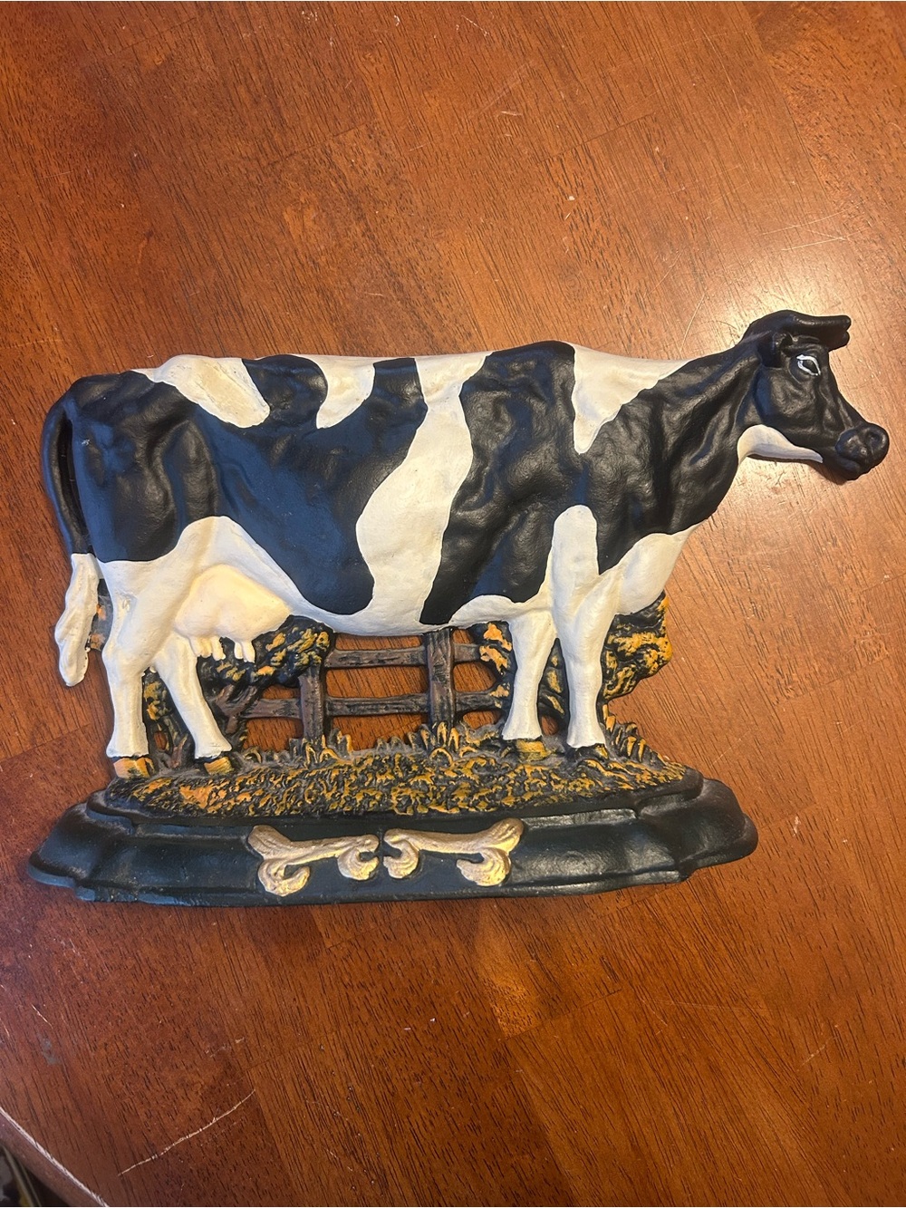 Vintage 14" Cast Iron Holstein Cow Doorstop – Farmhouse Country Decor